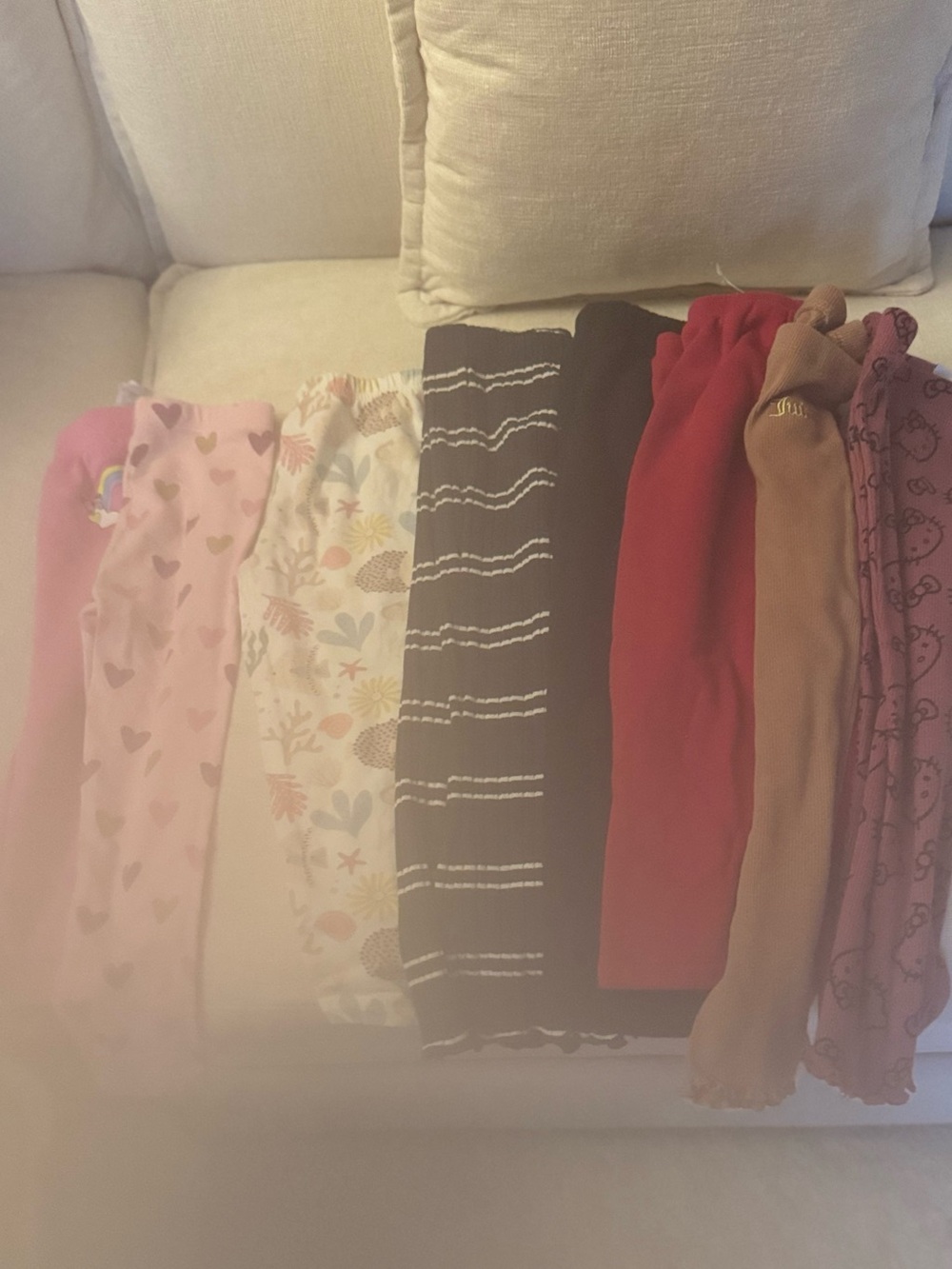 Girls Mixed Pattern Leggings Lot - Hearts, Floral, Stripes, Solid Colors